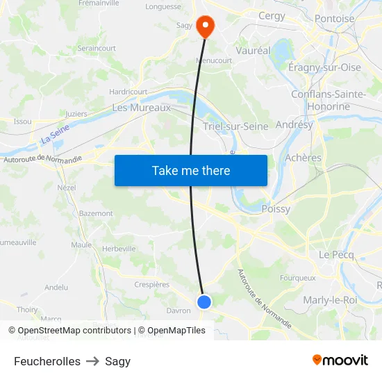 Feucherolles to Sagy map