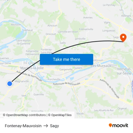 Fontenay-Mauvoisin to Sagy map