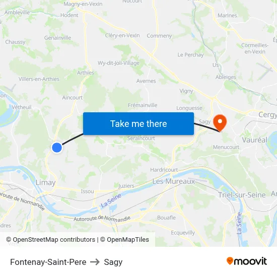 Fontenay-Saint-Pere to Sagy map