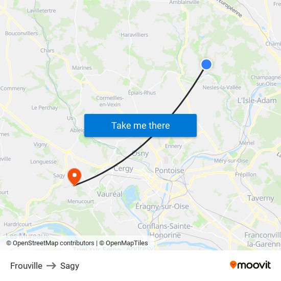 Frouville to Sagy map