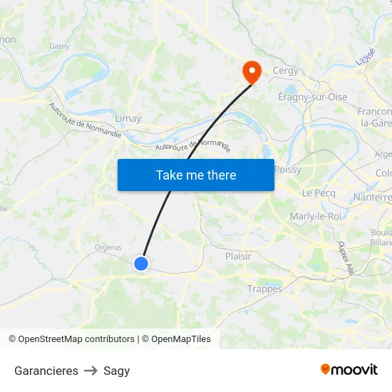 Garancieres to Sagy map