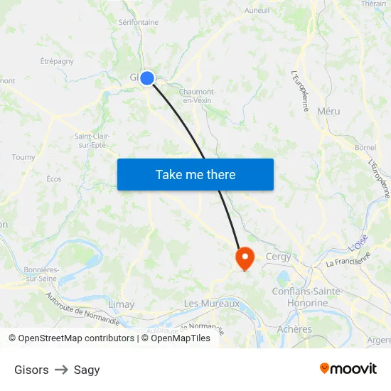 Gisors to Sagy map