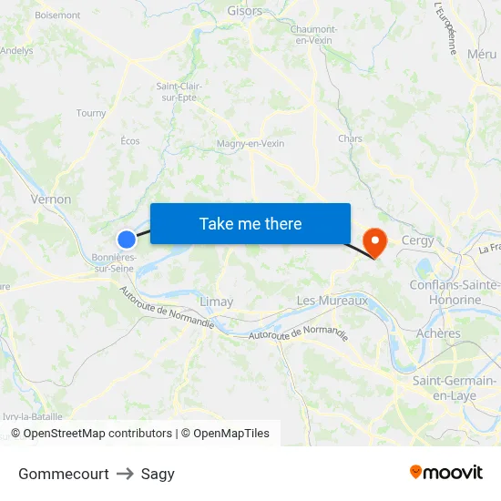 Gommecourt to Sagy map