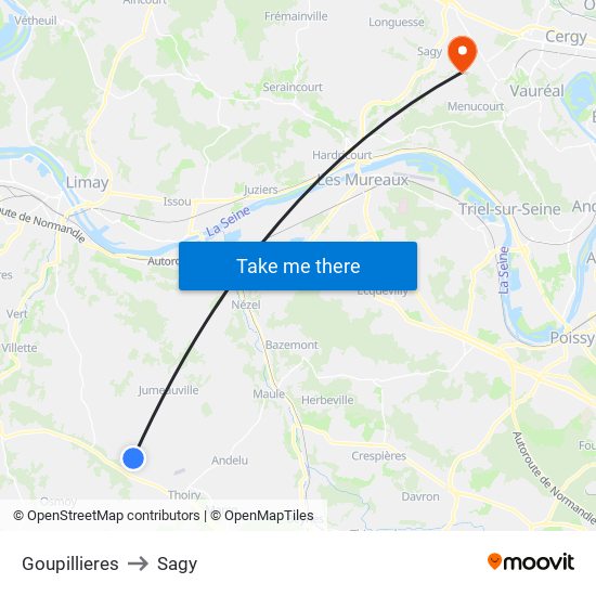 Goupillieres to Sagy map