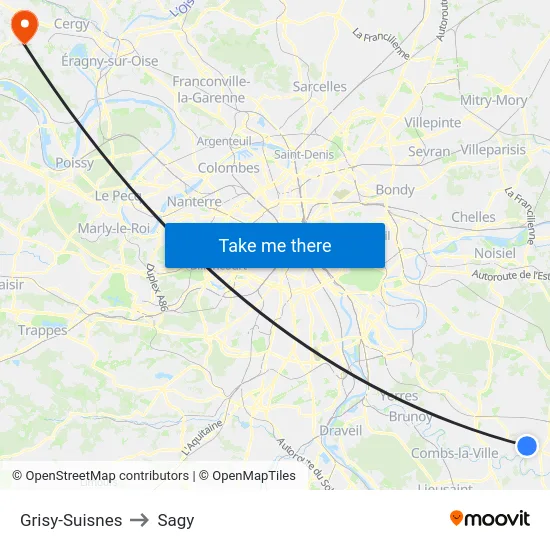 Grisy-Suisnes to Sagy map