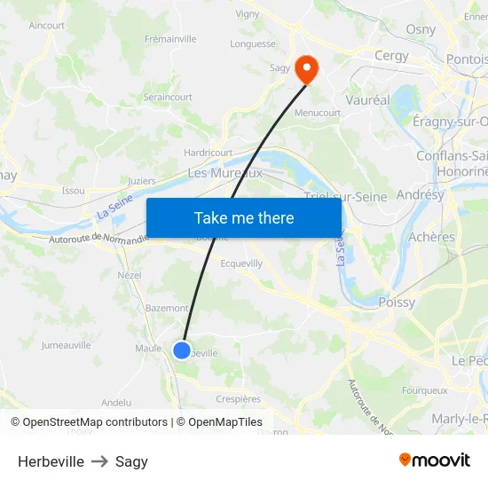 Herbeville to Sagy map