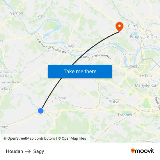 Houdan to Sagy map
