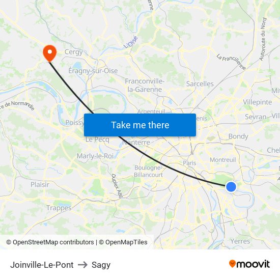 Joinville-Le-Pont to Sagy map