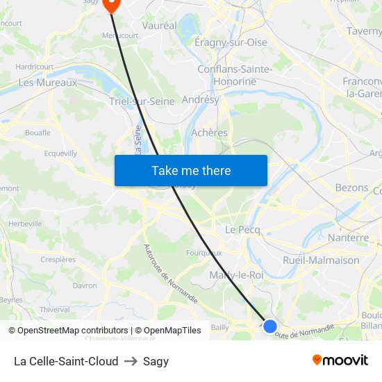 La Celle-Saint-Cloud to Sagy map