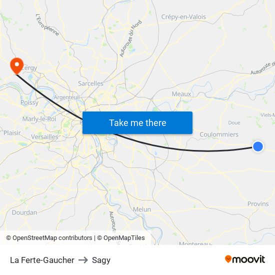 La Ferte-Gaucher to Sagy map