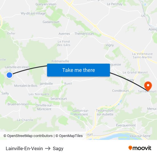 Lainville-En-Vexin to Sagy map