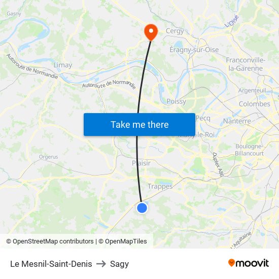 Le Mesnil-Saint-Denis to Sagy map