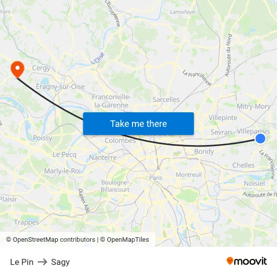 Le Pin to Sagy map