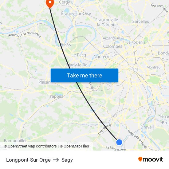 Longpont-Sur-Orge to Sagy map