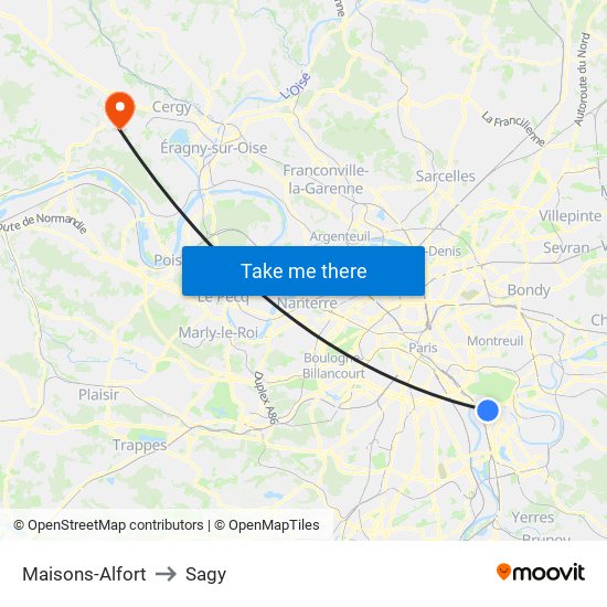 Maisons-Alfort to Sagy map