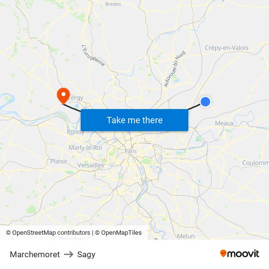 Marchemoret to Sagy map