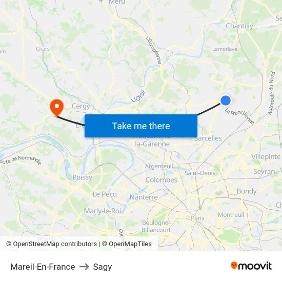 Mareil-En-France to Sagy map