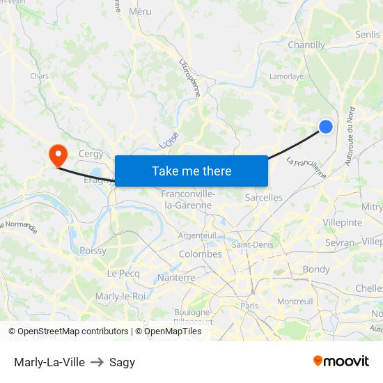 Marly-La-Ville to Sagy map