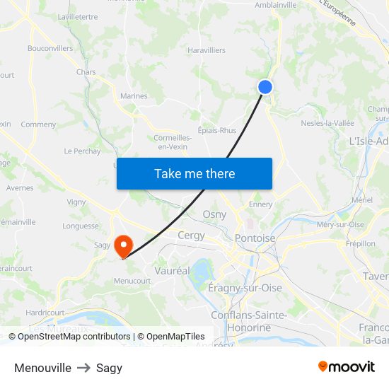 Menouville to Sagy map