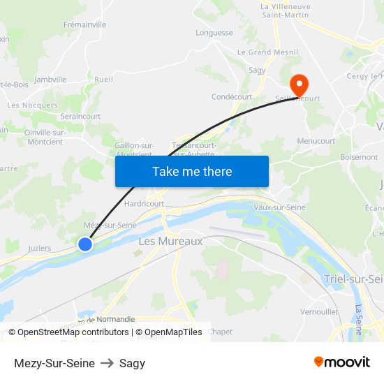 Mezy-Sur-Seine to Sagy map