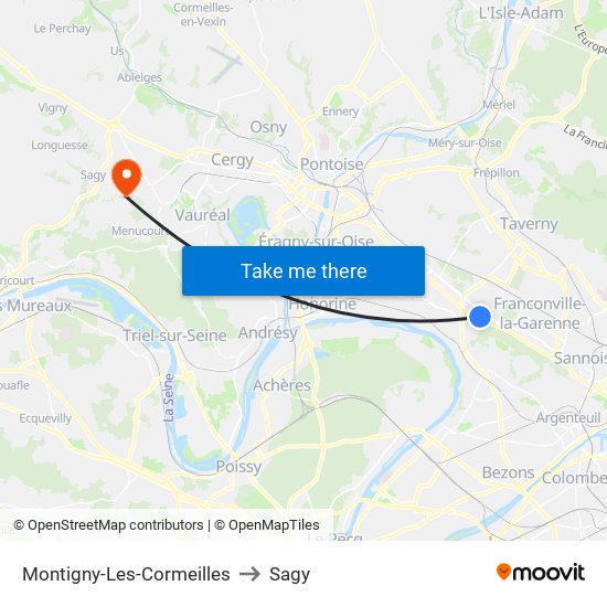 Montigny-Les-Cormeilles to Sagy map
