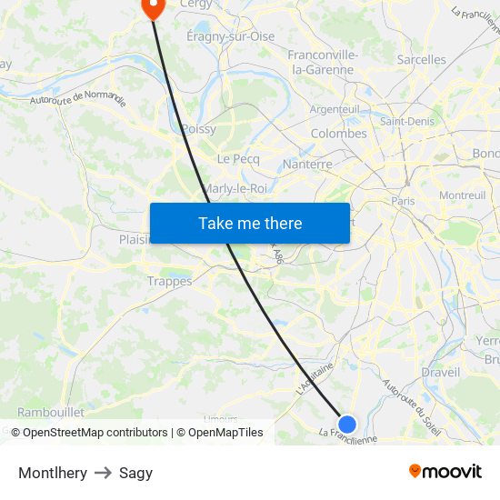 Montlhery to Sagy map