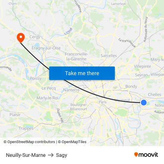 Neuilly-Sur-Marne to Sagy map