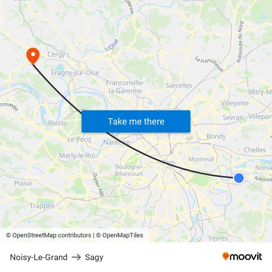 Noisy-Le-Grand to Sagy map