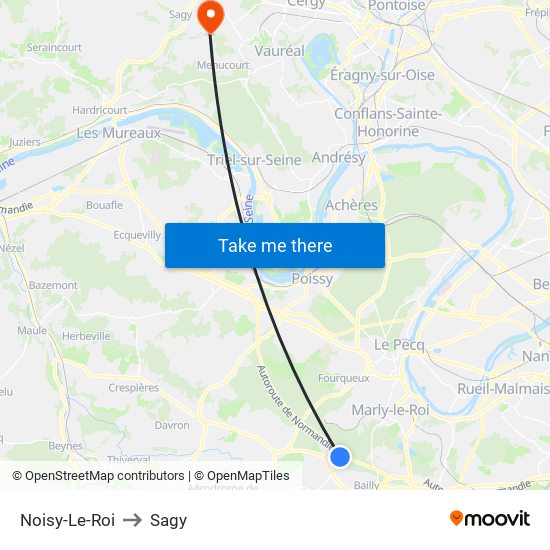Noisy-Le-Roi to Sagy map