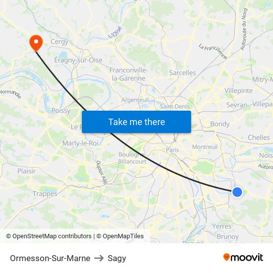 Ormesson-Sur-Marne to Sagy map