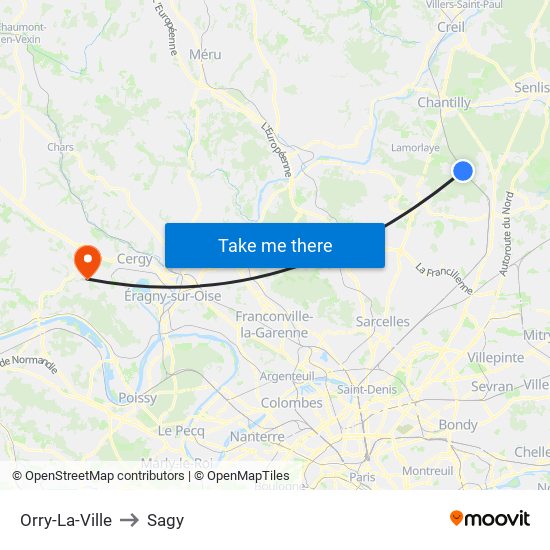Orry-La-Ville to Sagy map