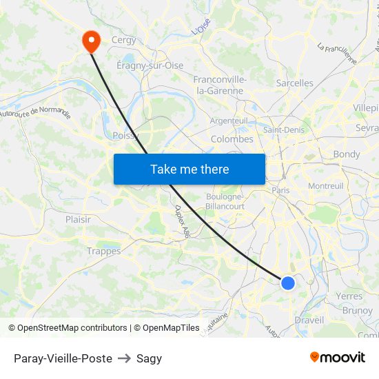 Paray-Vieille-Poste to Sagy map