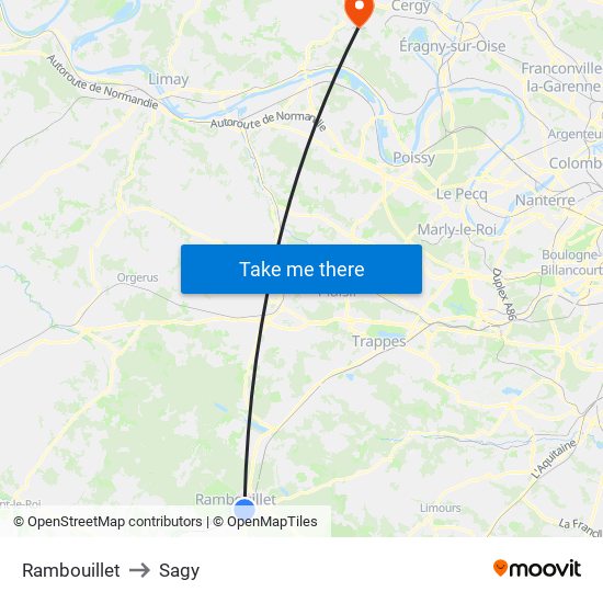 Rambouillet to Sagy map