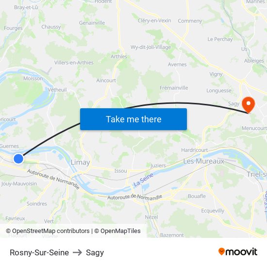Rosny-Sur-Seine to Sagy map