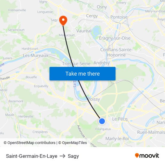 Saint-Germain-En-Laye to Sagy map