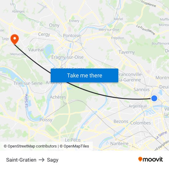 Saint-Gratien to Sagy map