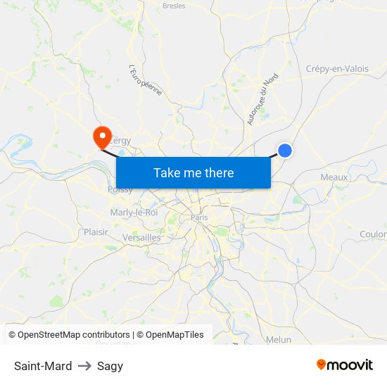 Saint-Mard to Sagy map