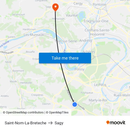 Saint-Nom-La-Breteche to Sagy map