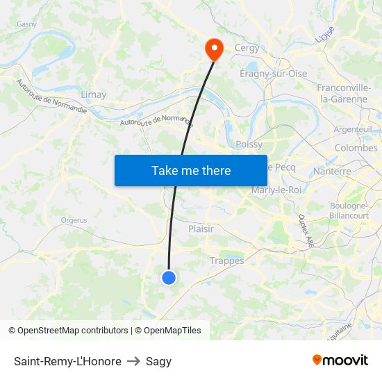Saint-Remy-L'Honore to Sagy map