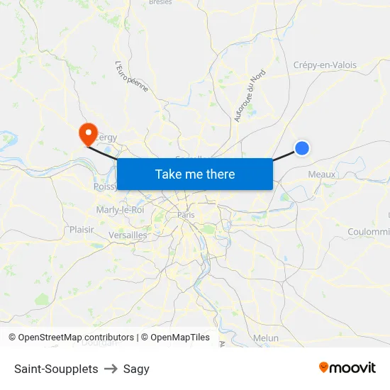 Saint-Soupplets to Sagy map