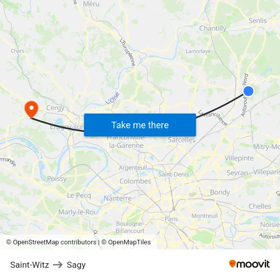Saint-Witz to Sagy map