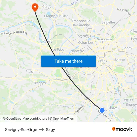 Savigny-Sur-Orge to Sagy map