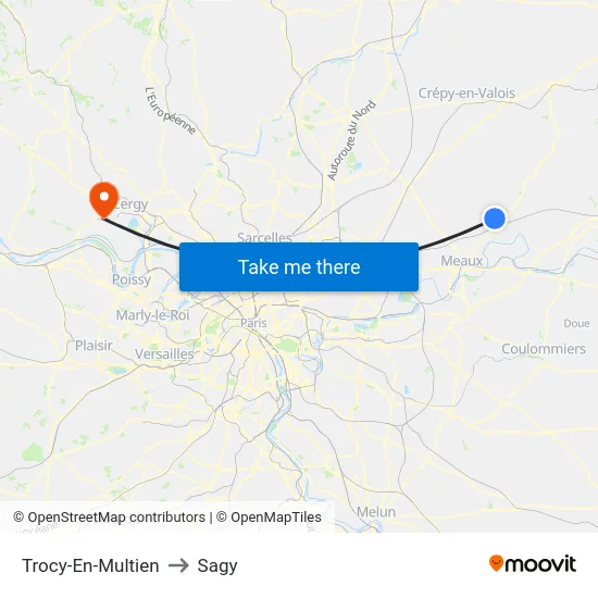 Trocy-En-Multien to Sagy map