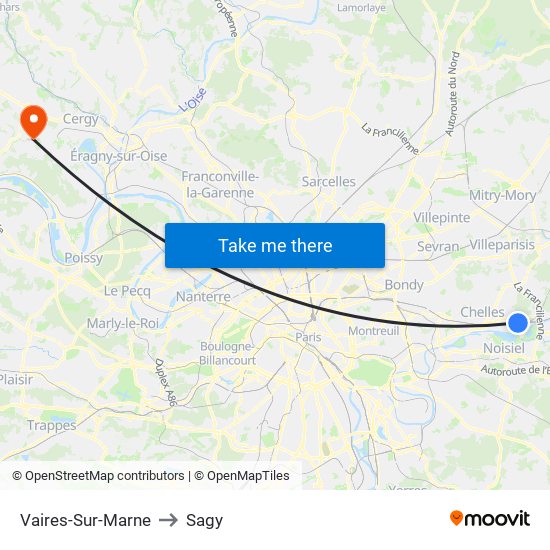 Vaires-Sur-Marne to Sagy map