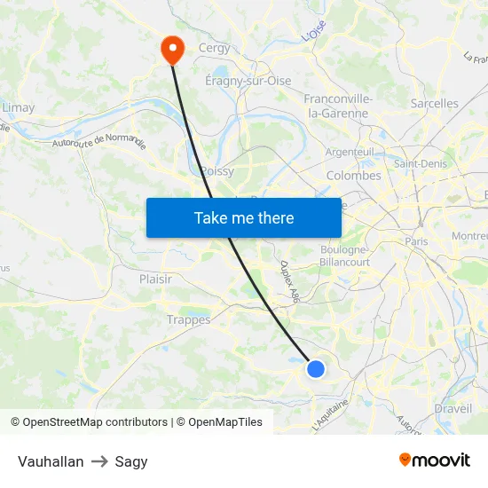 Vauhallan to Sagy map