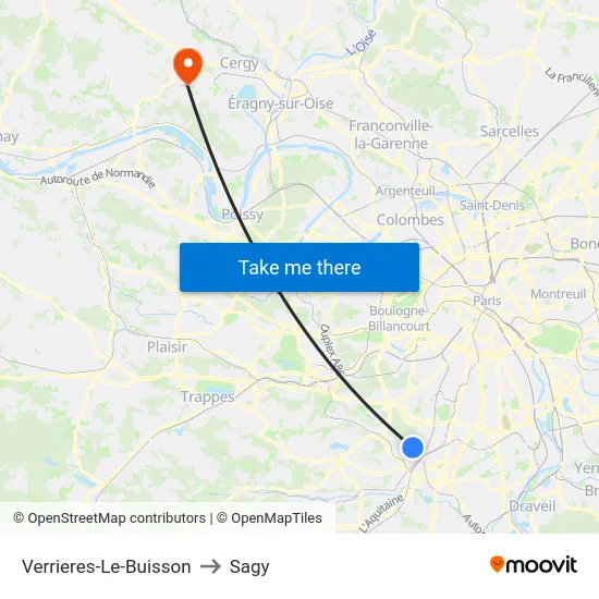 Verrieres-Le-Buisson to Sagy map
