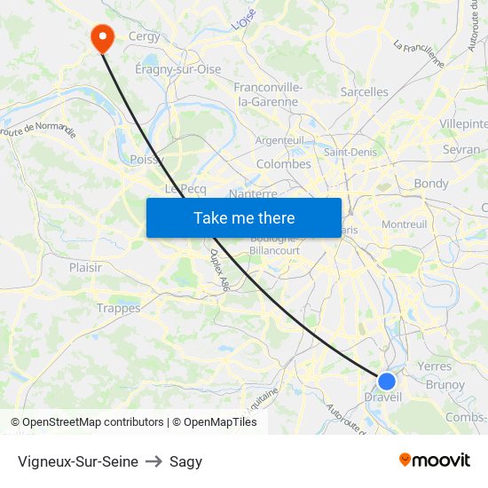 Vigneux-Sur-Seine to Sagy map