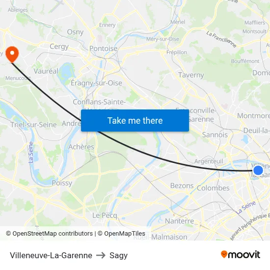 Villeneuve-La-Garenne to Sagy map