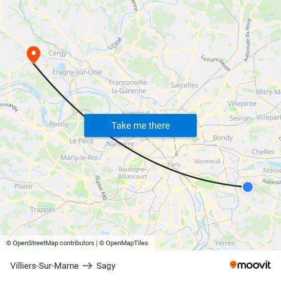 Villiers-Sur-Marne to Sagy map