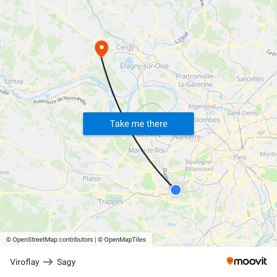 Viroflay to Sagy map